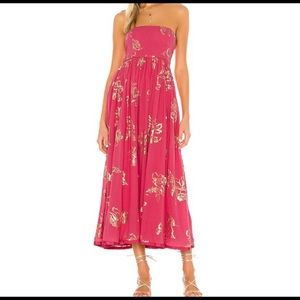 SOLD* Free People Baja Babe Strapless Pink Floral Dress